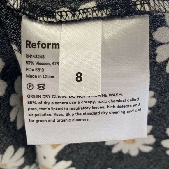 REFORMATION Bea Daisy Daisies Midi Skirt Black 8